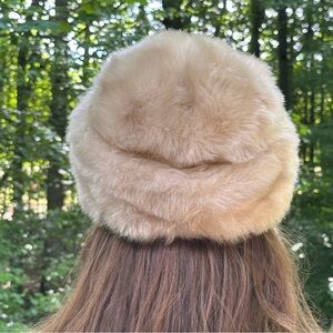 Faux Fur Blonde Vintage Style Pillbox Hat